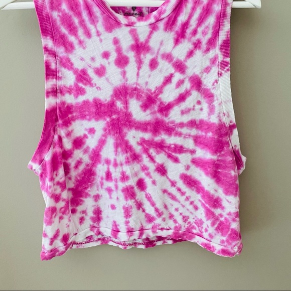 Free People Tie Dye Tank Top Pink Sz Small - Picture 3 of 10